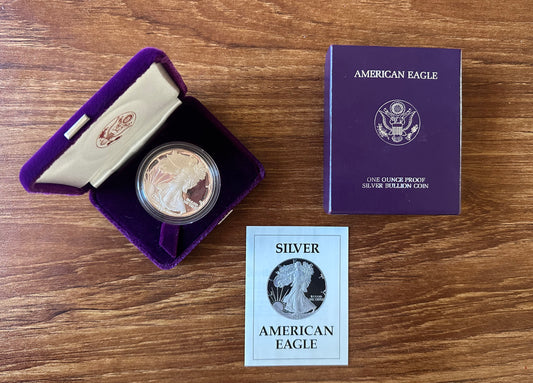 1987-S American Silver Eagle PROOF 1 Oz Silver - Coin, Box and COA - GREAT gift for child or grandchild!