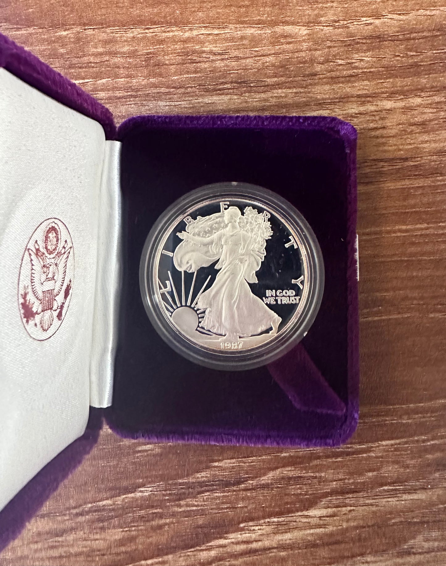 1987-S American Silver Eagle PROOF 1 Oz Silver - Coin, Box and COA - GREAT gift for child or grandchild!