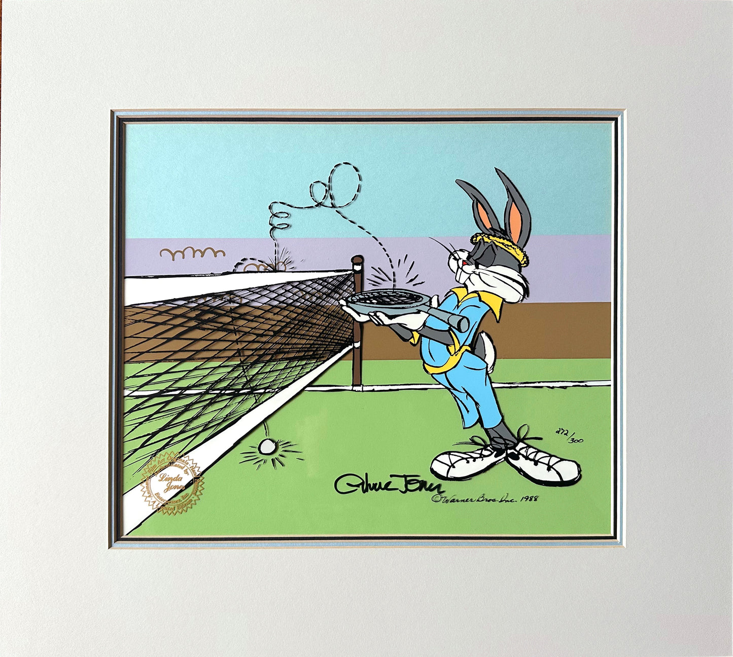 Bugs Bunny Tennis Chuck Jones SIGNED Limited Edition Cel of 300 Looney Tunes Warner Brothers 1988 Matted AT