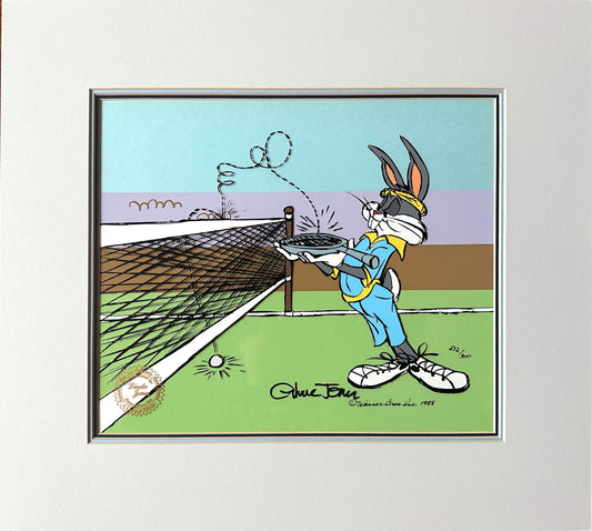 Bugs Bunny Tennis Chuck Jones SIGNED Limited Edition Cel of 300 Looney Tunes Warner Brothers 1988 Matted AT