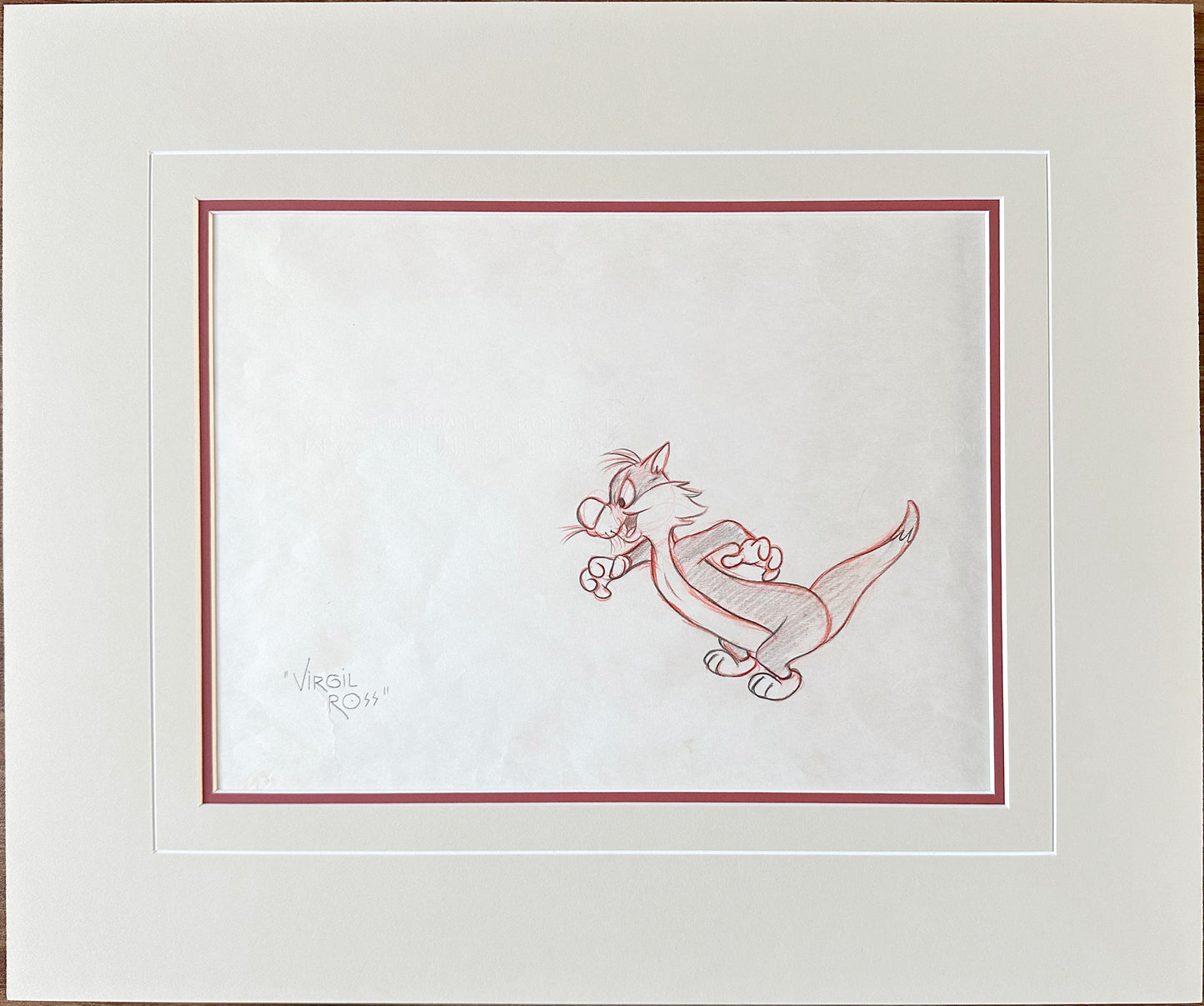 Sylvester Signed Virgil Ross Looney Tunes Production Animation Drawing Warner Brothers 1963