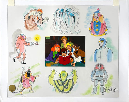 UNIQUE Scooby Doo Pack Attack Limited Edition Cel of 25 Signed by Willie Ito WITH DRAWING of Space Kook by Willie Ito OH