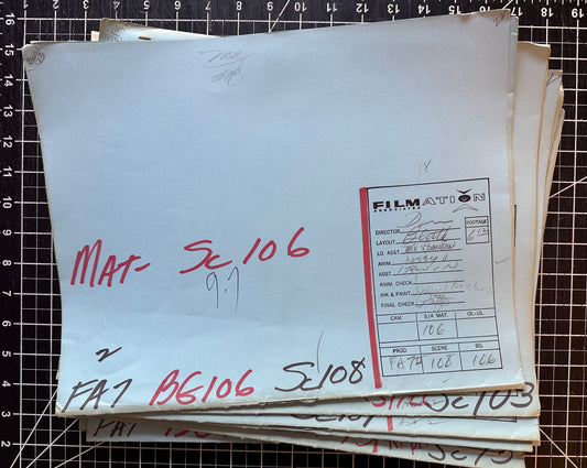 Don Bluth Signature on a 1970's Fat Albert Production Folder as Layout Artist