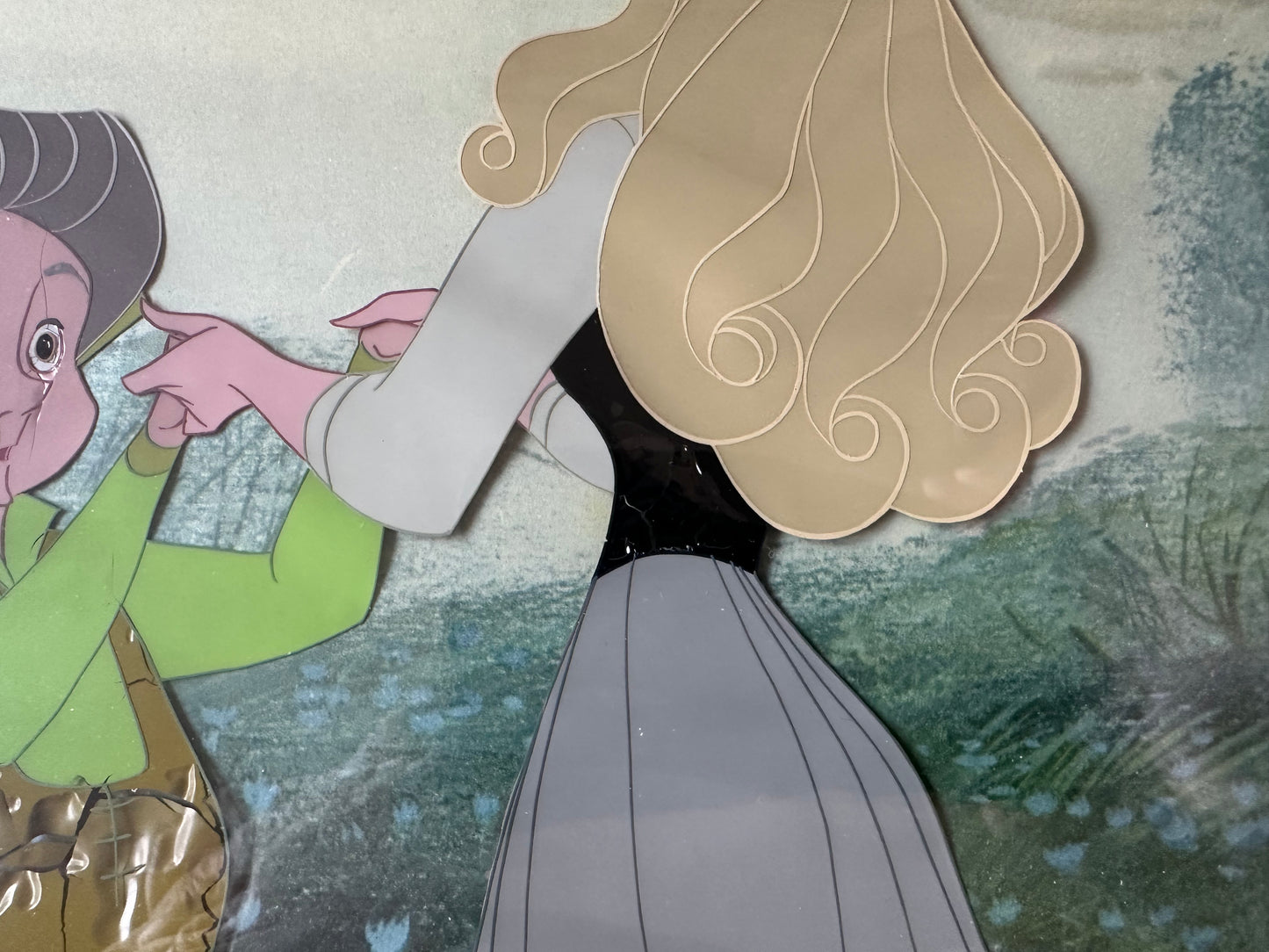 Sleeping Beauty Aurora and Flora Cel Setup from Walt Disney Art Corner Store 1959 with Gold Label Sold at Christies C-KL