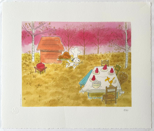 PEANUTS Bone Appetit Giclee Print A Charlie Brown Thanksgiving Limited Edition of 50 MG11 OH