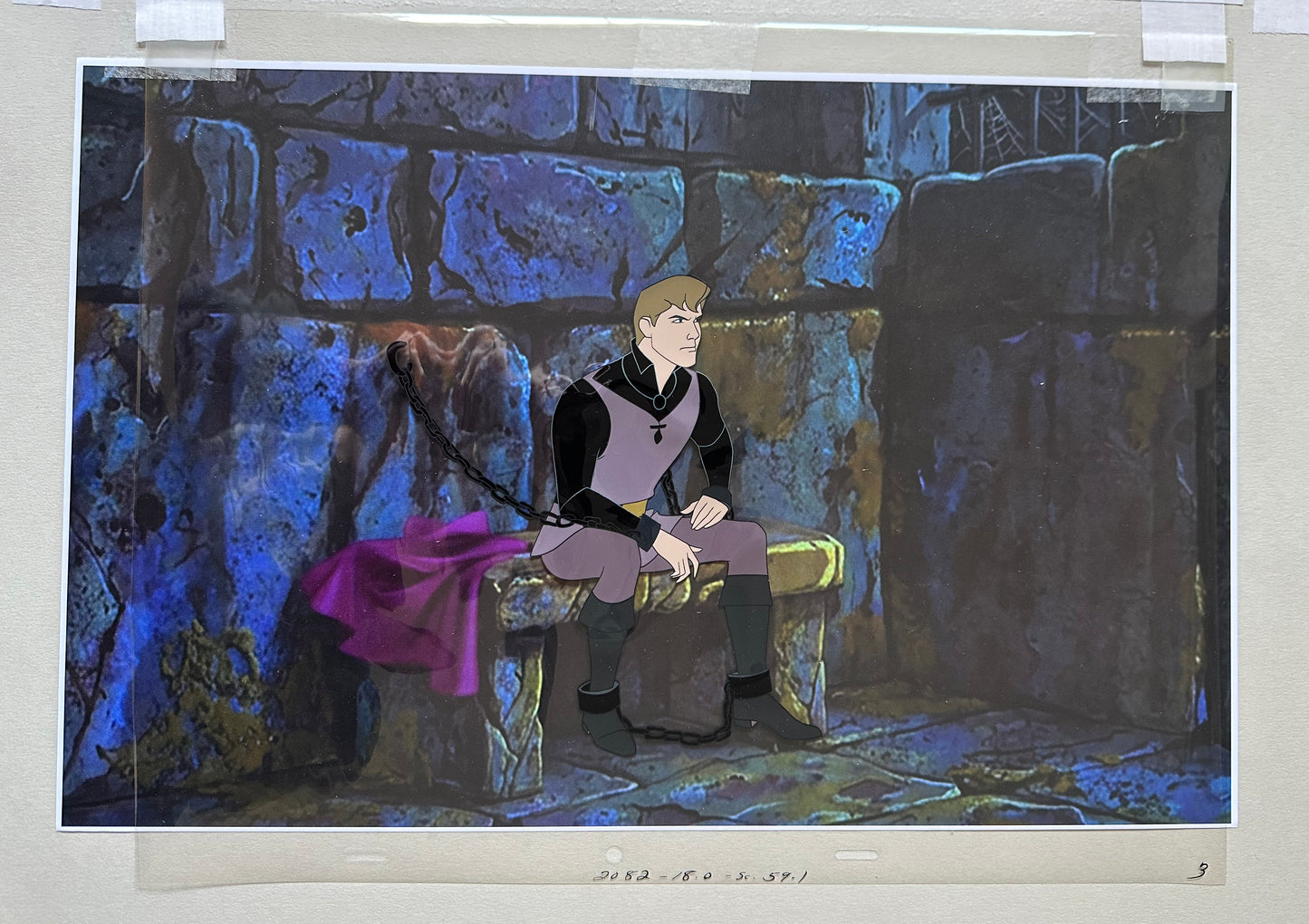 Sleeping Beauty Walt Disney Feature Prince Phillip Production Animation Cel Used to Make the Film from 1959 C-KL