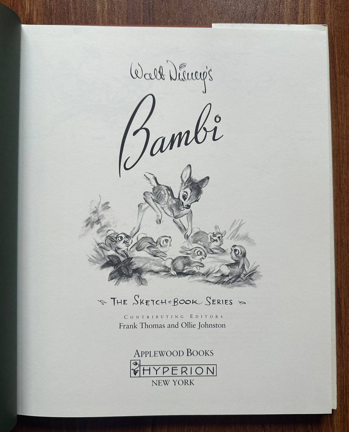 Bambi Walt Disney Book - The Sketch Book Series Ollie Johnston Frank Thomas Hardcover with Dust Jacket