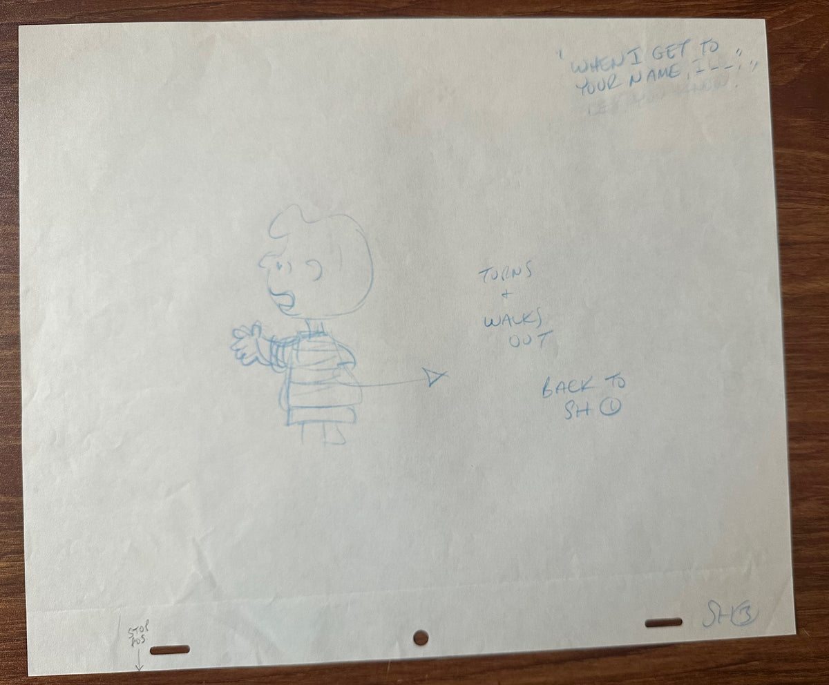 Charlie Brown Be My Valentine Holiday PEANUTS Cel Drawing 1975 Schulz 502