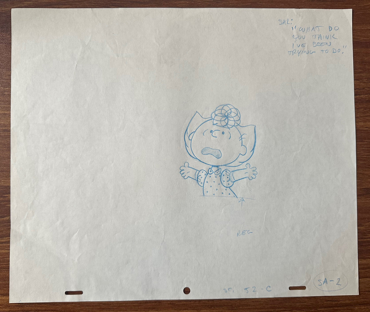 Charlie Brown Be My Valentine Holiday PEANUTS Cel Drawing 1975 Schulz 505