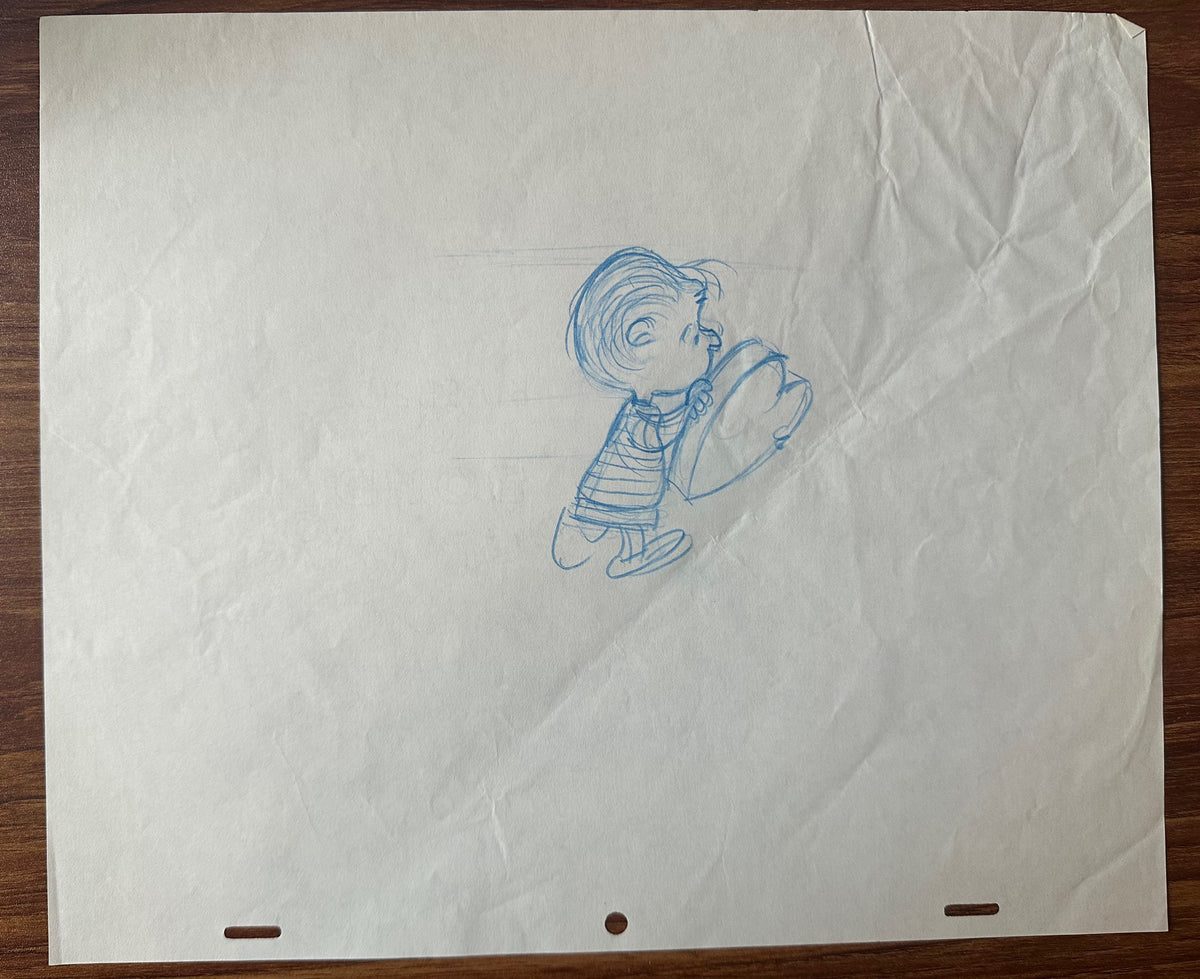 Charlie Brown Be My Valentine Holiday PEANUTS Cel Drawing 1975 Schulz 507