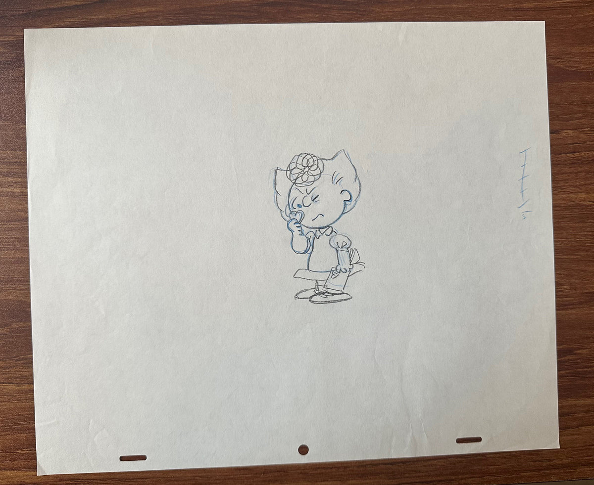 Charlie Brown Be My Valentine Holiday PEANUTS Cel Drawing 1975 Schulz 512