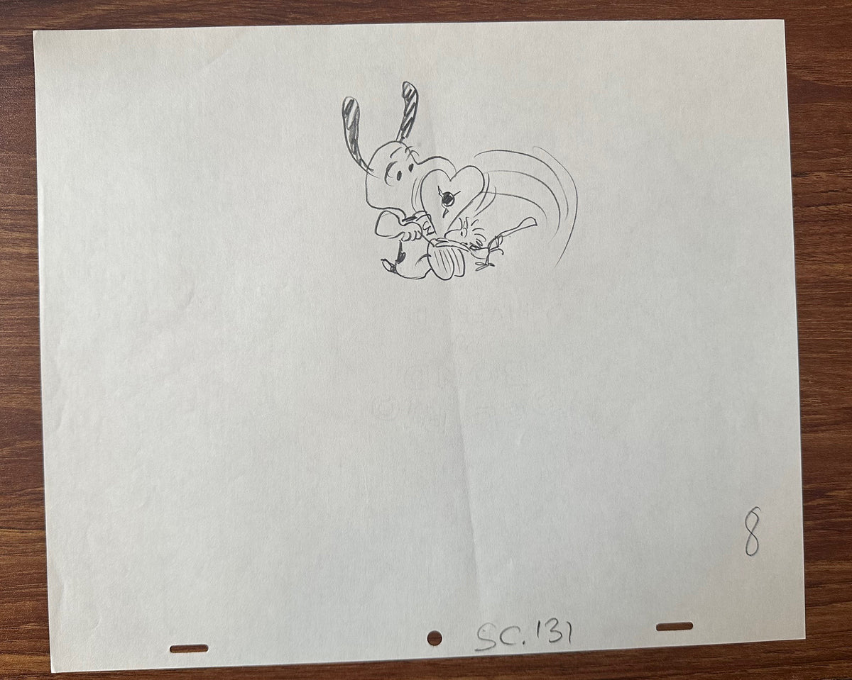 Charlie Brown Be My Valentine Holiday PEANUTS Cel Drawing 1975 Schulz 513