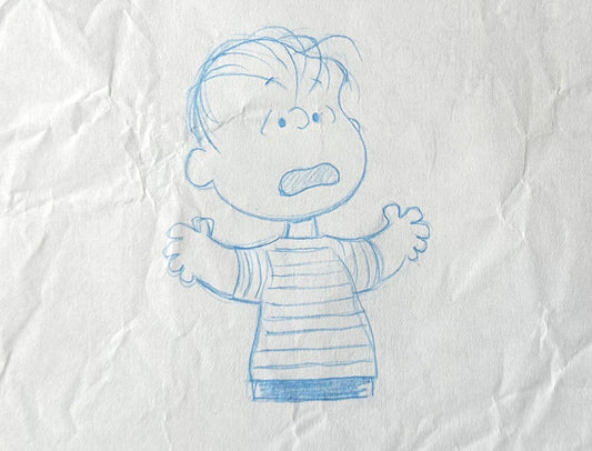 Linus Charlie Brown You're a Good Sport PEANUTS Cel Drawing 1975 Schulz 516