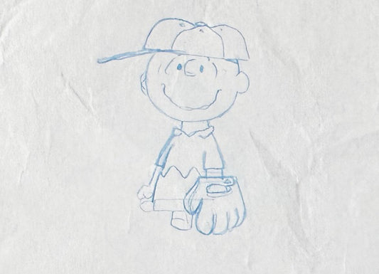 Charlie Brown Its Arbor Day PEANUTS Baseball Cel Drawing 1976 Schulz 519