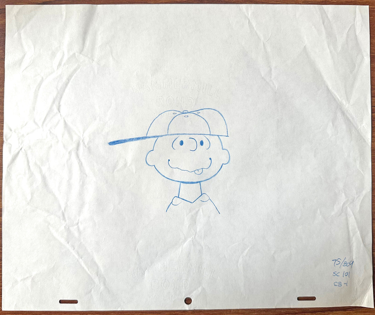 Charlie Brown Its Arbor Day PEANUTS Baseball Cel Drawing 1976 Schulz 522