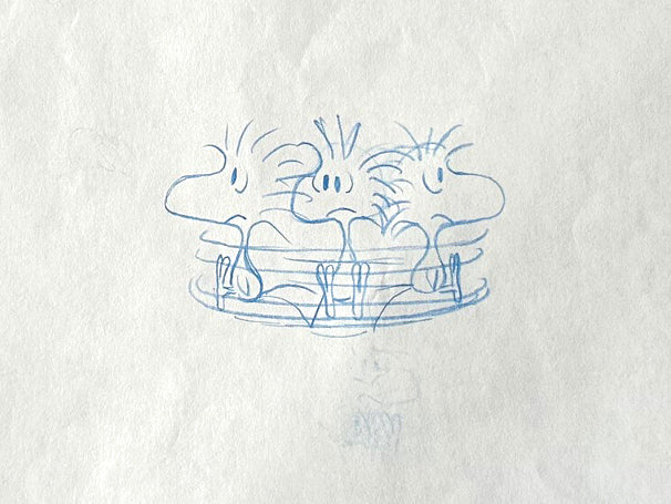 Woodstock Its Arbor Day Charlie Brown PEANUTS Baseball Cel Drawing 1976 Schulz 523