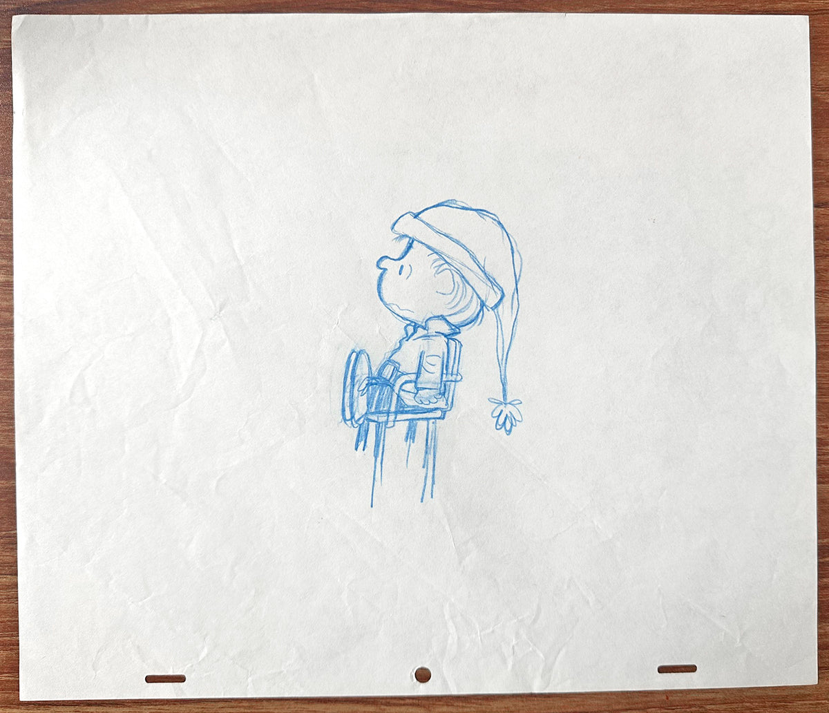 Linus Its Arbor Day Charlie Brown PEANUTS Baseball Cel Drawing 1976 Schulz 530