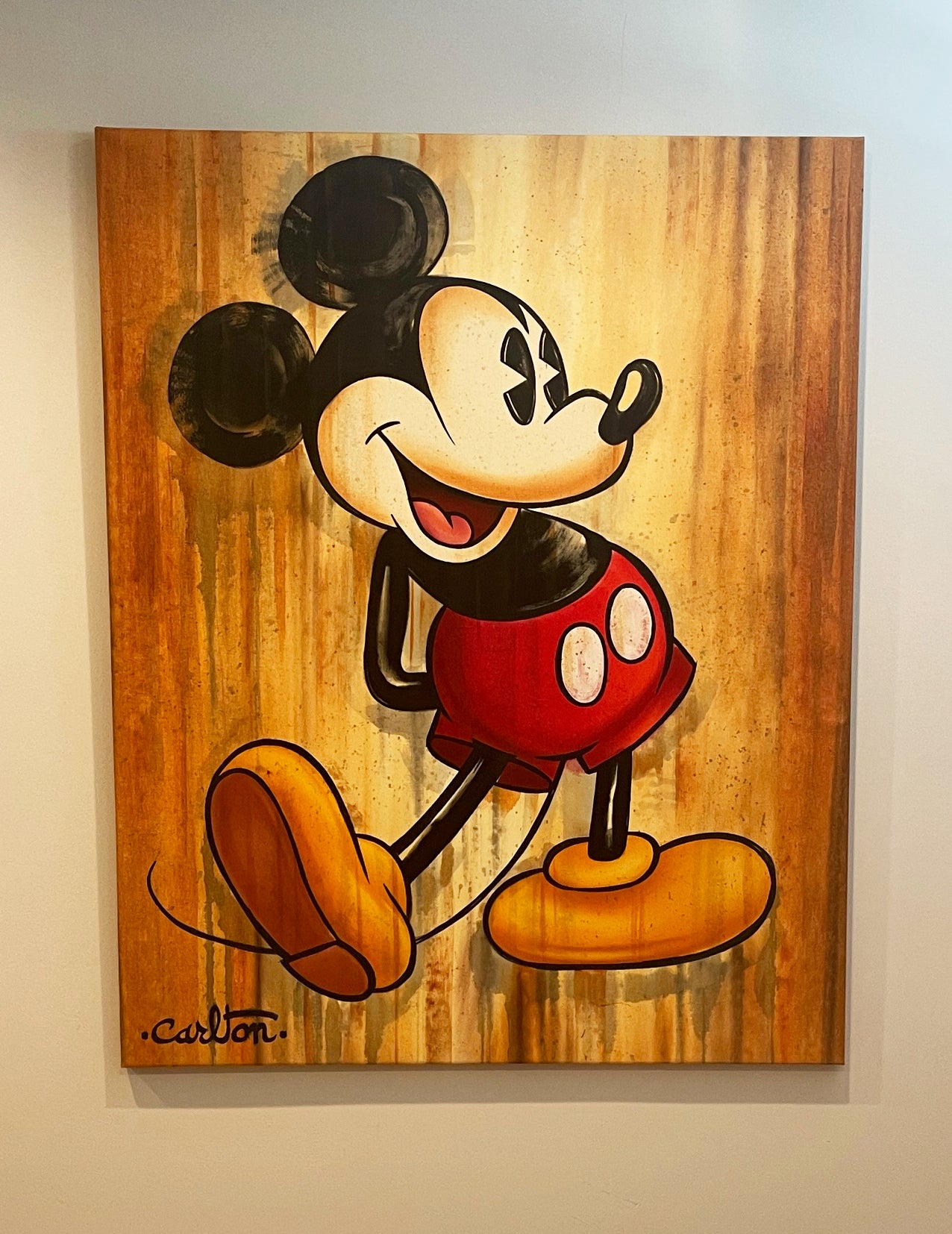 Mickey Mouse Walt Disney Fine Art Trevor Carlton Signed ORIGINAL PAINTING "Vintage Mickey" 2019