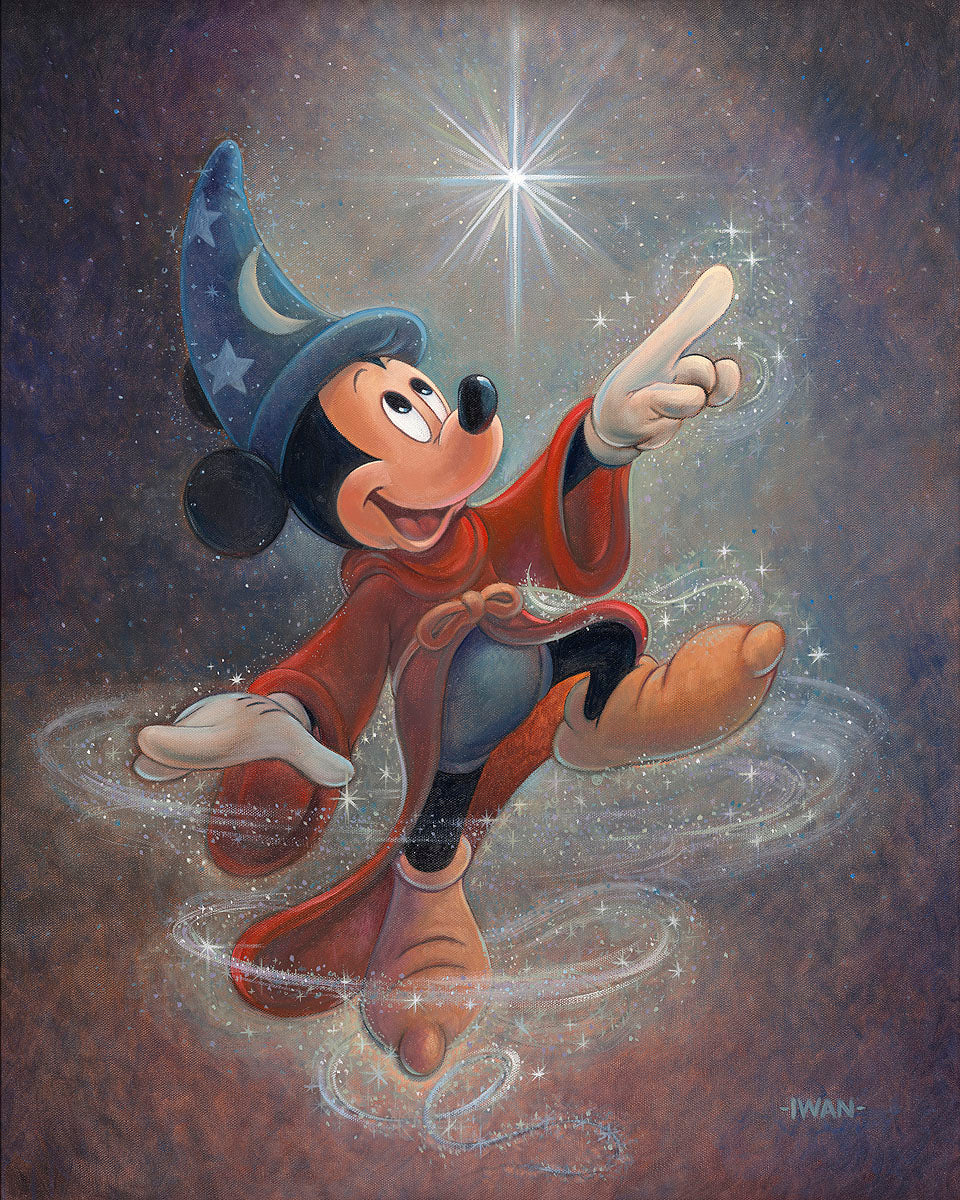 Mickey Mouse Sorcerer Fantasia Walt Disney Fine Art Bret Iwan Signed Ltd Ed Print of 195 on Canvas "Swept Up In The Magic" - Regular Edition