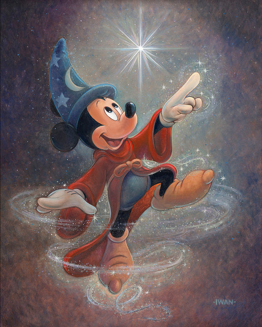 Mickey Mouse Sorcerer Fantasia Walt Disney Fine Art Bret Iwan Signed Ltd Ed Print of 195 on Canvas "Swept Up In The Magic" - Regular Edition