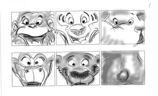 Jungle Cubs Disney Storyboard Copy LOT WITH 4 Drawing Pages Animator Wendell Washer Estate 1996-8