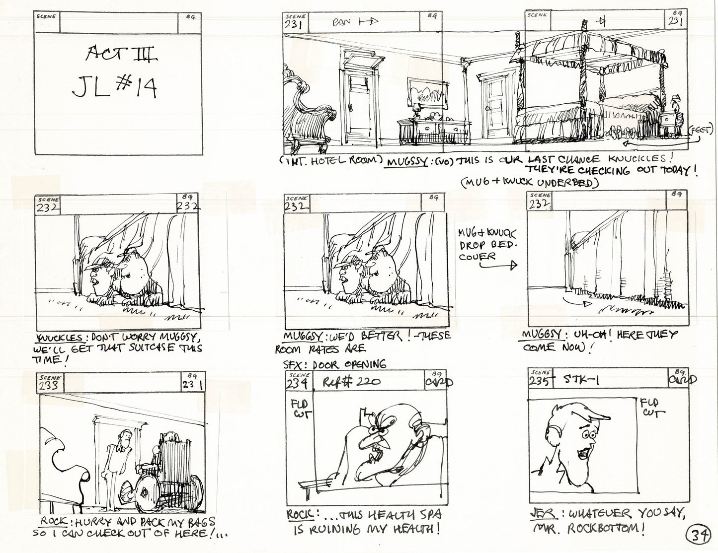 Will the Real Jerry Lewis Please Sit Down 1970 Production Animation Storyboard Page Filmation A-027