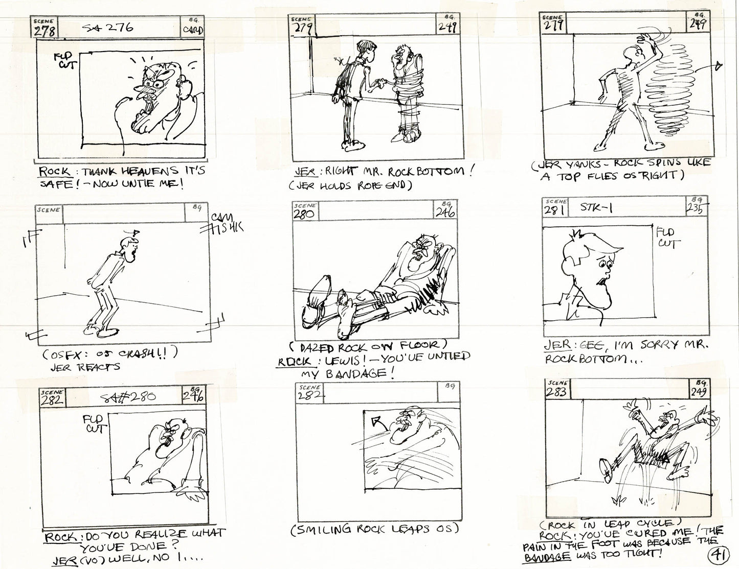 Will the Real Jerry Lewis Please Sit Down 1970 Production Animation Storyboard Page Filmation A-034