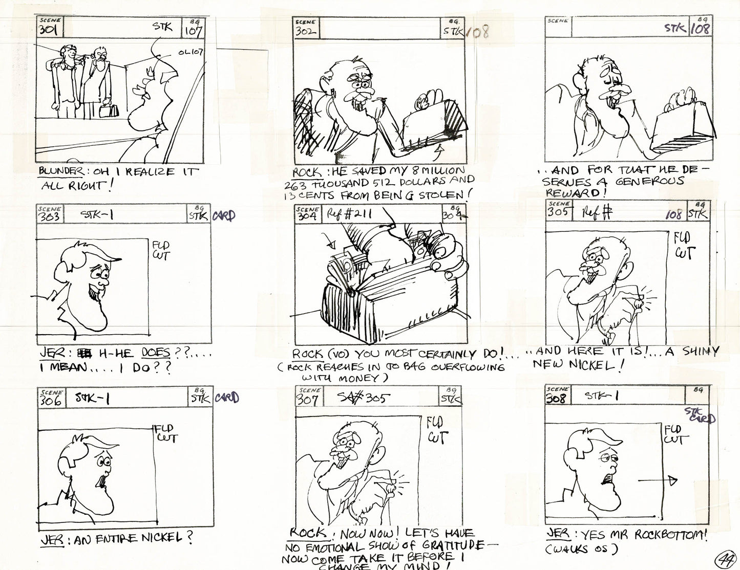 Will the Real Jerry Lewis Please Sit Down 1970 Production Animation Storyboard Page Filmation A-037