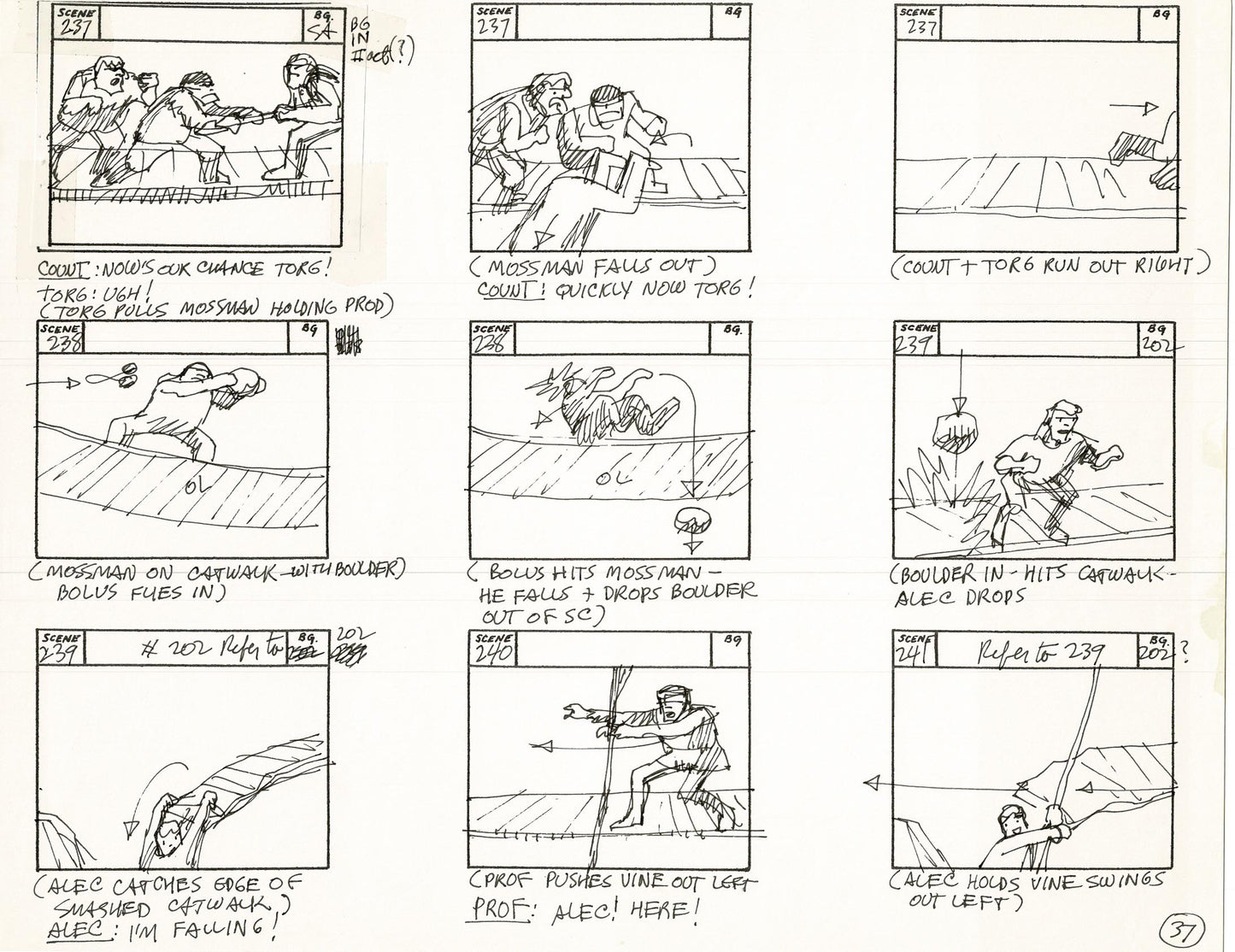 Journey To the Center of the Earth 1967 Cartoon Storyboard Page Filmation A-037