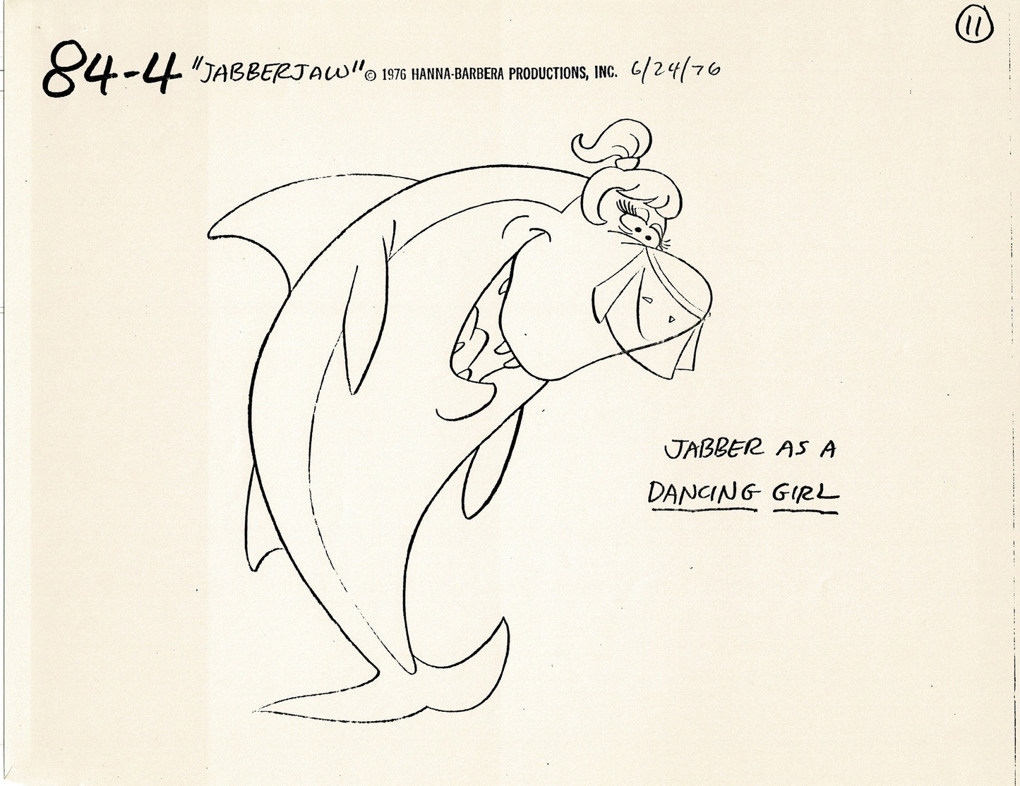 Jabberjaw 1976 Production Model Sheet Copy Lot of 11 Pages from Hanna Barbera
