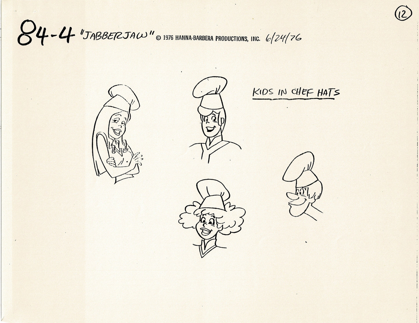 Jabberjaw 1976 Production Model Sheet Copy Lot of 11 Pages from Hanna Barbera