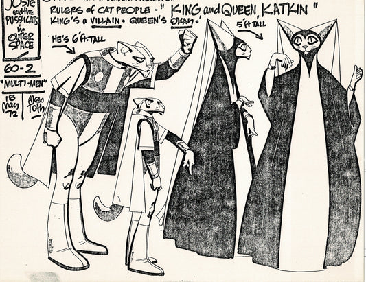 Josie and the Pussycats 1970 Alex Toth Production Model Sheet Copy Lot of 7 Pages from Hanna Barbera