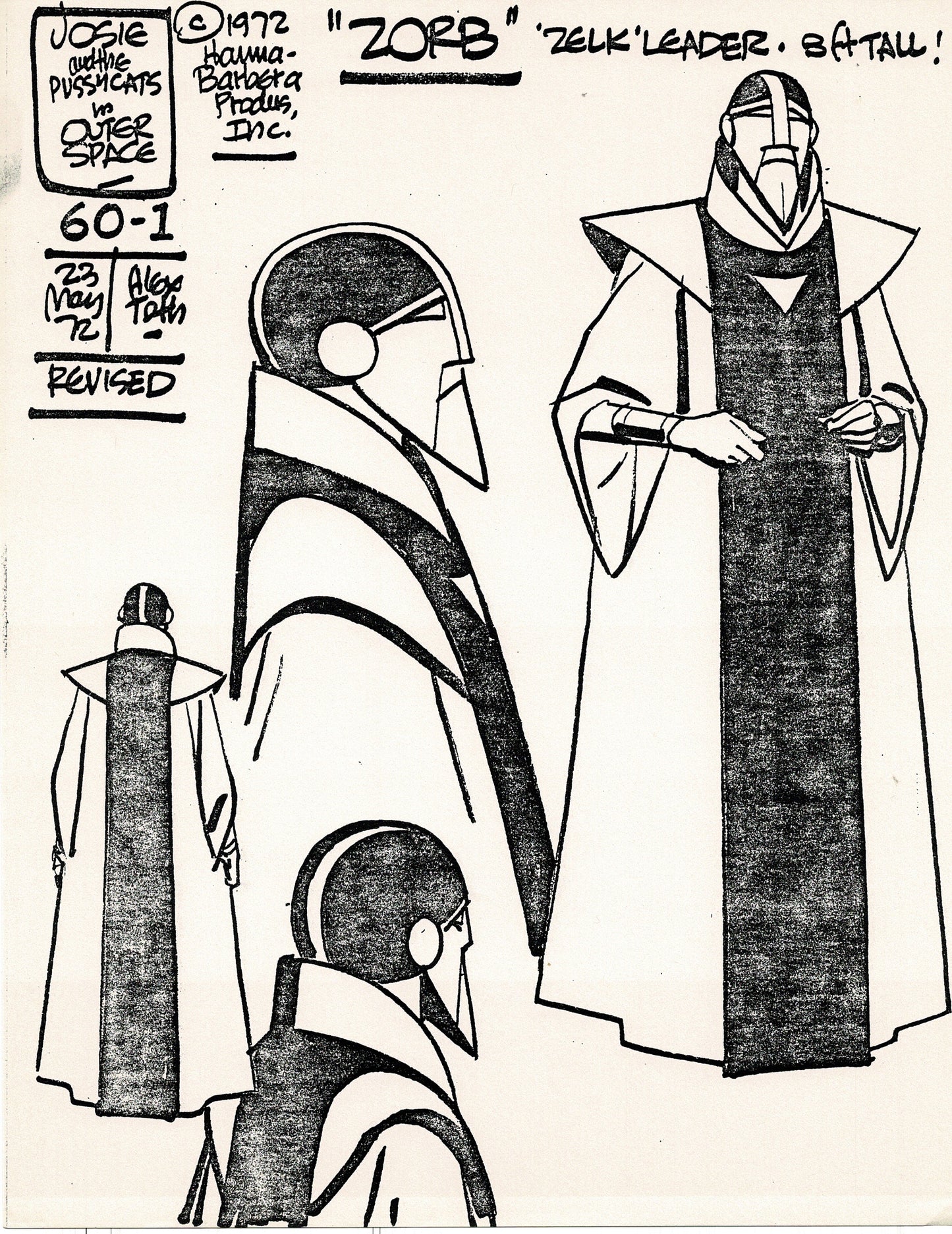 Josie and the Pussycats 1970 Alex Toth Production Model Sheet Copy Lot of 7 Pages from Hanna Barbera