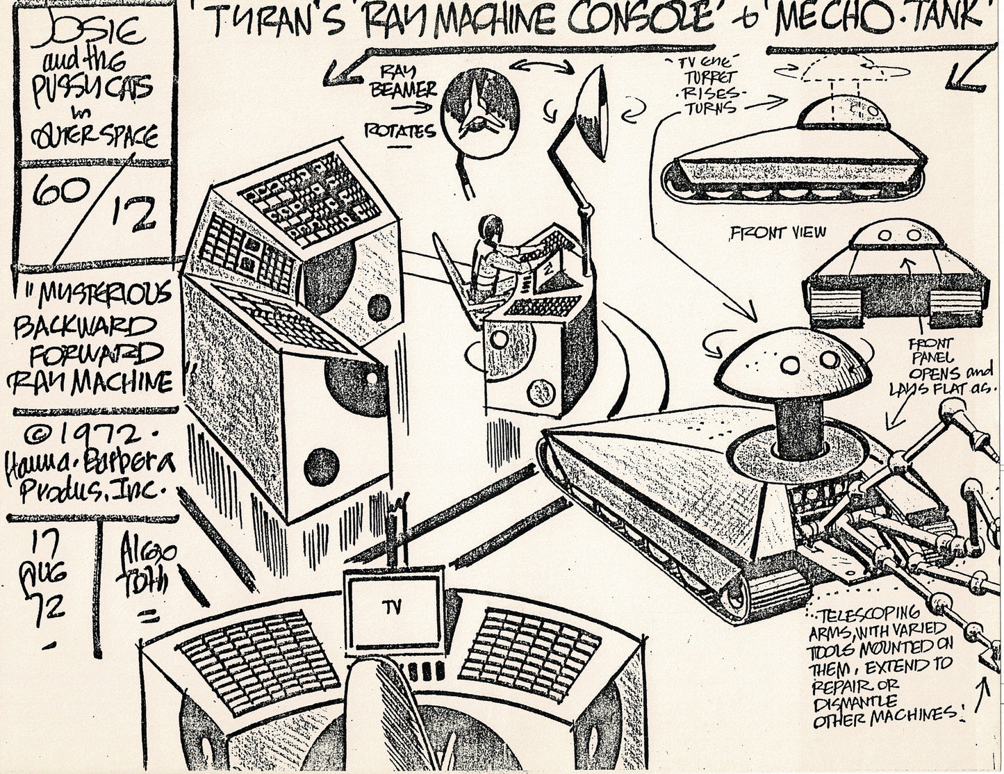 Josie and the Pussycats 1970 Alex Toth Production Model Sheet Copy Lot of 7 Pages from Hanna Barbera