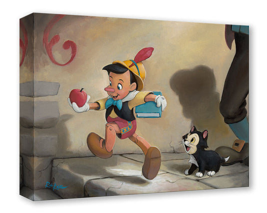 Pinocchio Walt Disney Fine Art Rob Kaz Limited Edition of 1500 Treasures on Canvas Print ToC "Off to School"
