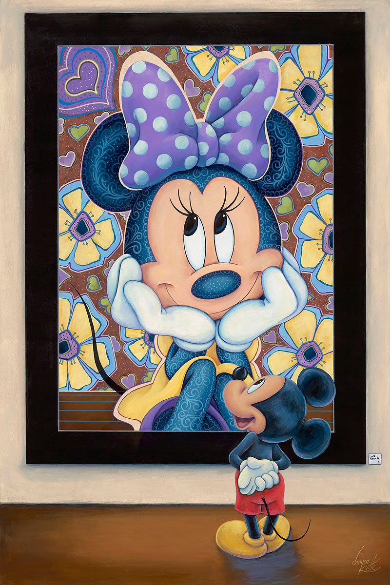 Minnie Mouse and Mickey Mouse at the Museum Walt Disney Fine Art Denyse Klette Signed Limited Edition of 195 on Canvas "Love Struck"