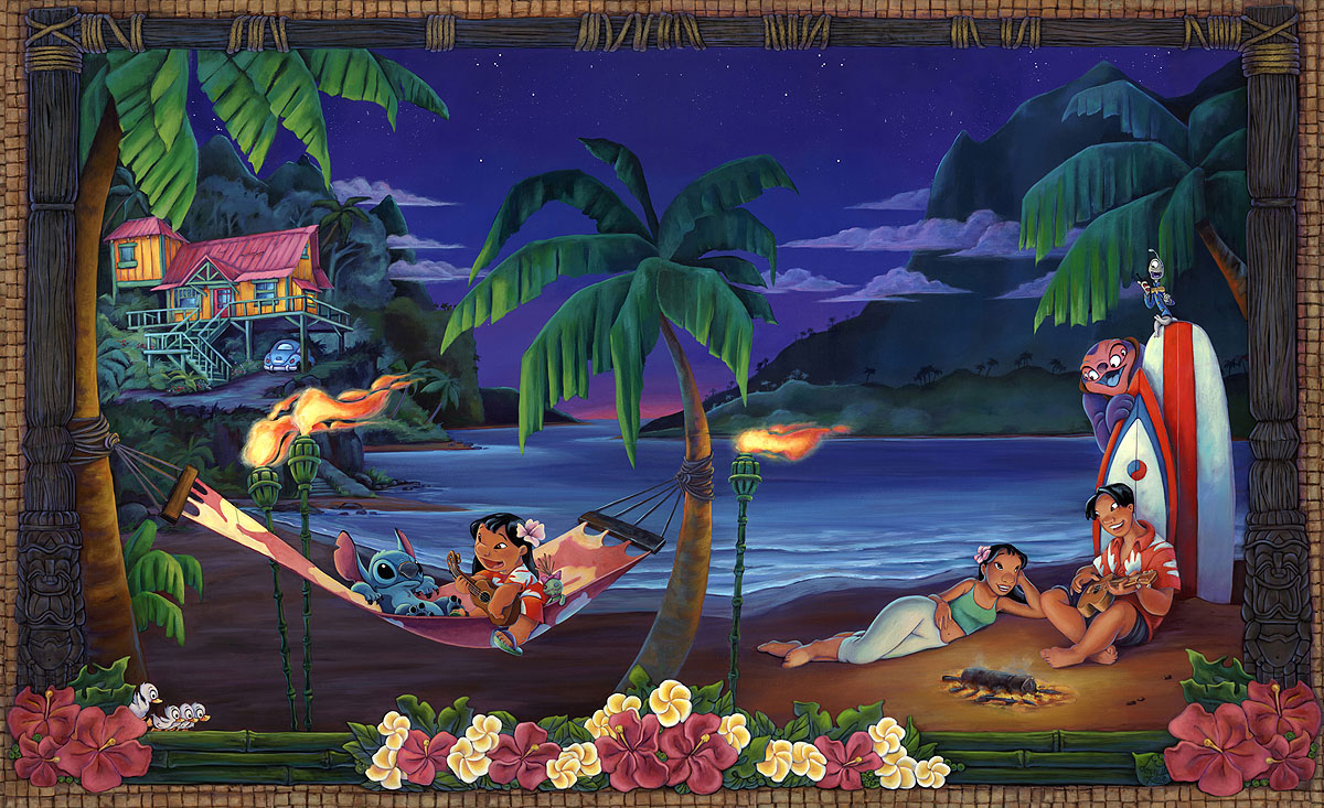 Lilo & Stitch Walt Disney Fine Art Denyse Klette Signed Limited Edition of 195 on Canvas "Music in the Air"