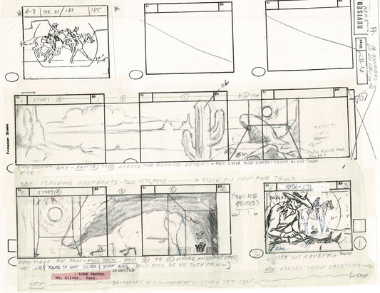 Lone Ranger Western Storyboard Animation Animation Page from Filmation 1980 E-002