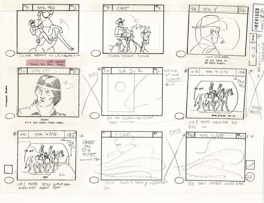 Lone Ranger Western Storyboard Animation Animation Page from Filmation 1980 E-004