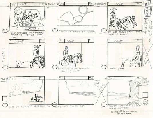 Lone Ranger Western Storyboard Animation Animation Page from Filmation 1980 E-005