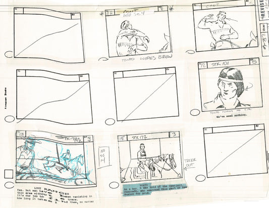 Lone Ranger Western Storyboard Animation Animation Page from Filmation 1980 E-006