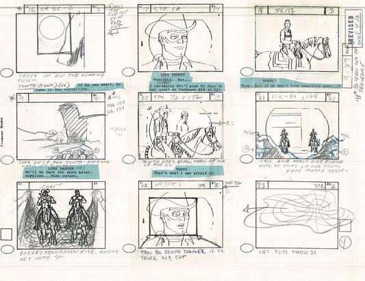 Lone Ranger Western Storyboard Animation Animation Page from Filmation 1980 E-007