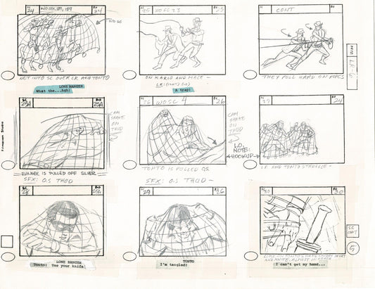 Lone Ranger Western Storyboard Animation Animation Page from Filmation 1980 E-008