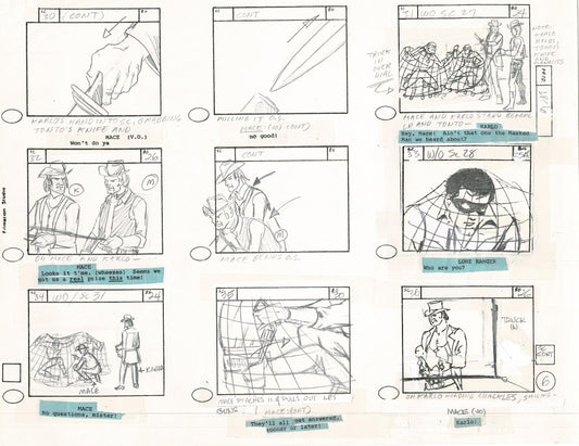 Lone Ranger Western Storyboard Animation Animation Page from Filmation 1980 E-009