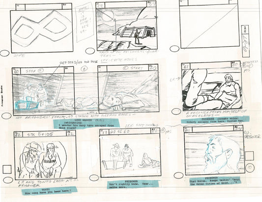 Lone Ranger Western Storyboard Animation Animation Page from Filmation 1980 E-013