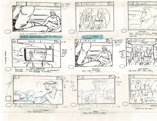 Lone Ranger Western Storyboard Animation Animation Page from Filmation 1980 E-014