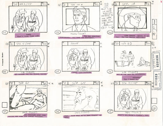 Lone Ranger Western Storyboard Animation Animation Page from Filmation 1980 E-015