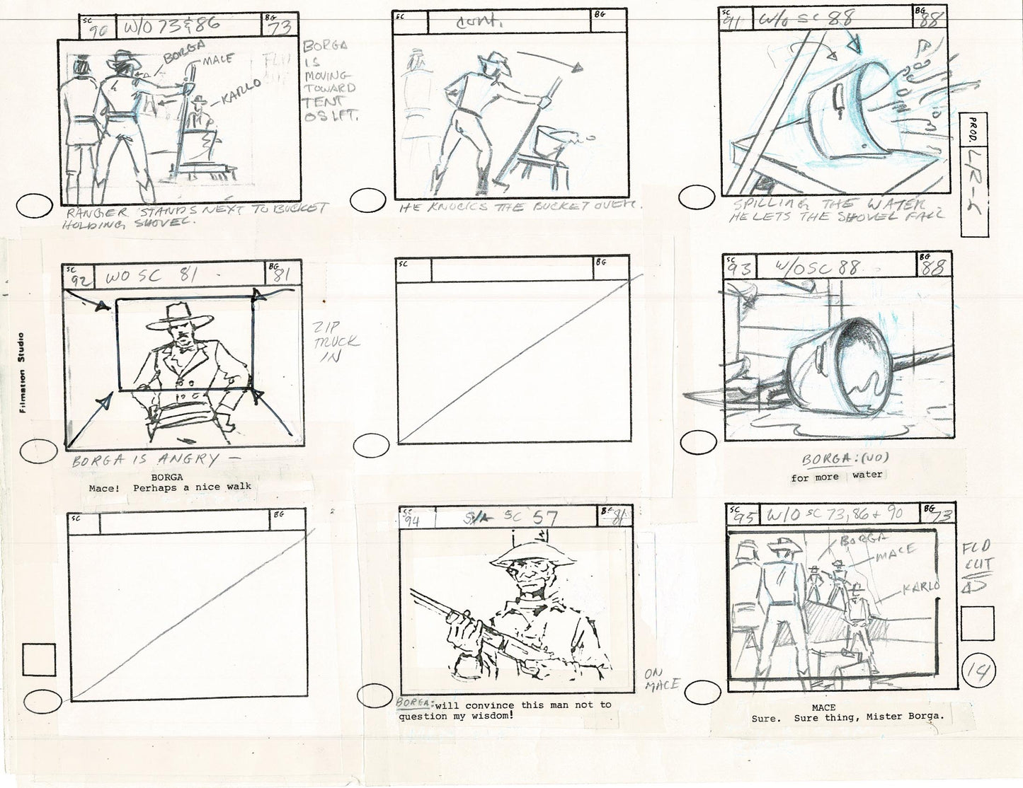 Lone Ranger Western Storyboard Animation Animation Page from Filmation 1980 E-020