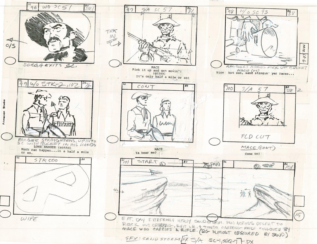 Lone Ranger Western Storyboard Animation Animation Page from Filmation ...