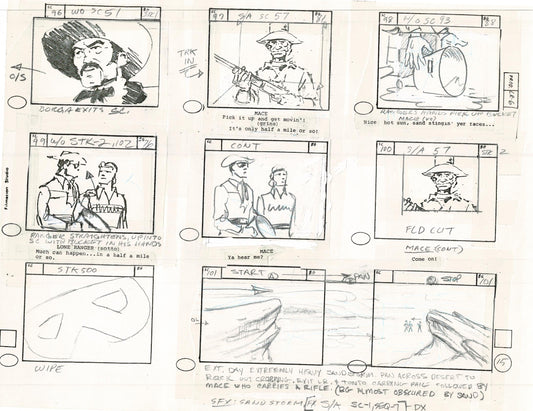 Lone Ranger Western Storyboard Animation Animation Page from Filmation 1980 E-021